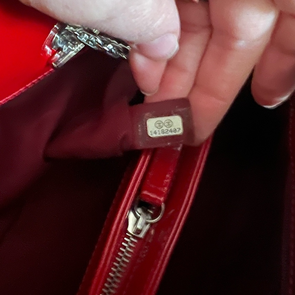 CHANEL
Red Quilted Patent Leather Just Mademoiselle Bowling Bag - Picture 10 of 12